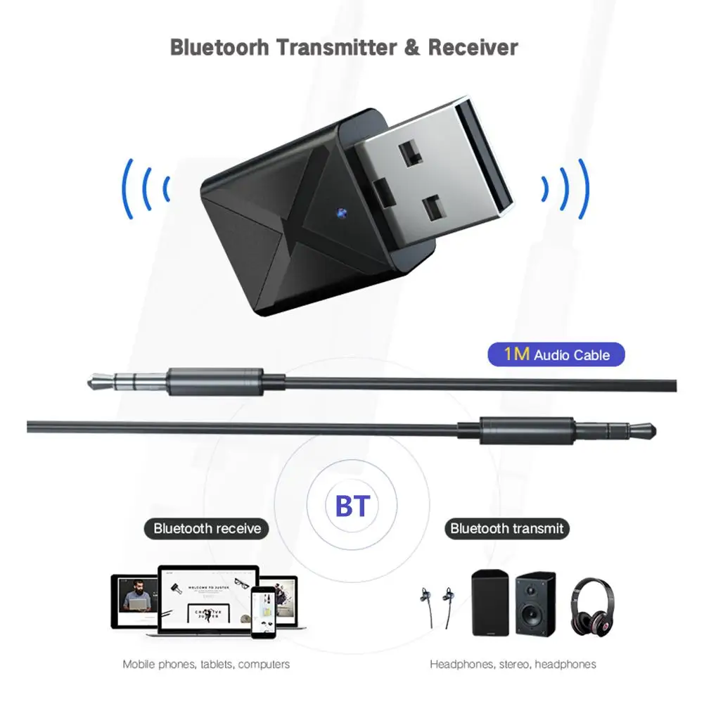 Приемник передатчика Bluetooth 2 в 1 беспроводной аудио адаптер 5,0 автомобильный Handfree MP3 музыкальный плеер