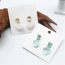 Корея Горячая Распродажа дизайн модные ювелирные изделия квадратные серьги с кристаллом личность натуральный камень Нерегулярные серьги для женщин