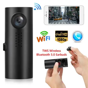 

Full HD 1080P WiFi Dashcam Wide Angle Monitor Night Vision with True Wireless Stereo Wireless Bluetooth 5.0 In-ear Earbuds