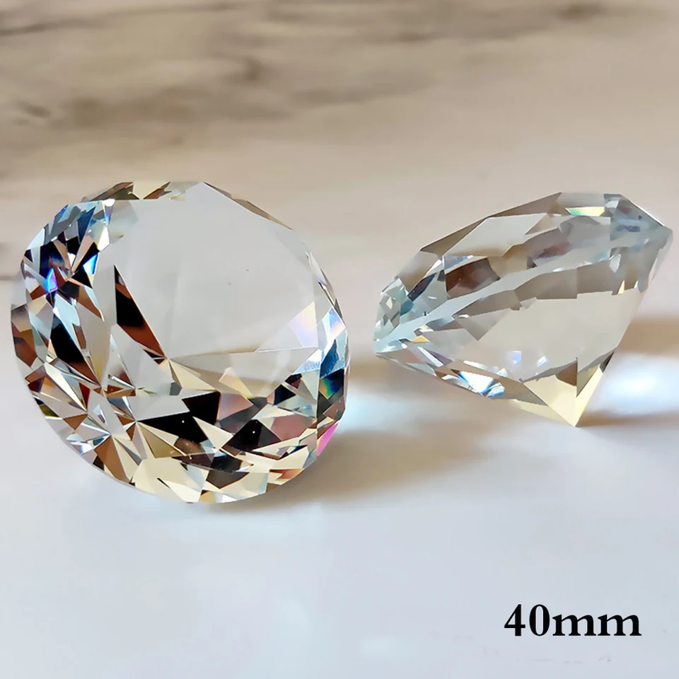 40mmクリスタルダイヤモンド型文鎮装飾ガラス宝石ディスプレイ