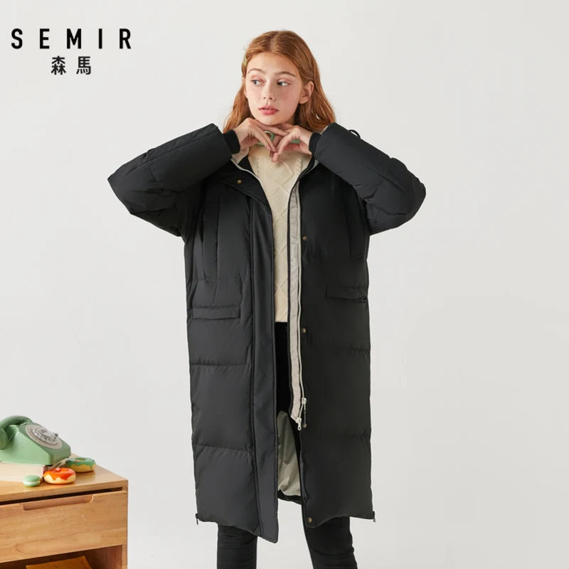 SEMIR пуховик на утином пуху, женская зимняя верхняя одежда, пальто, женский длинный Повседневный светильник, ультра тонкий теплый пуховик, брендовый