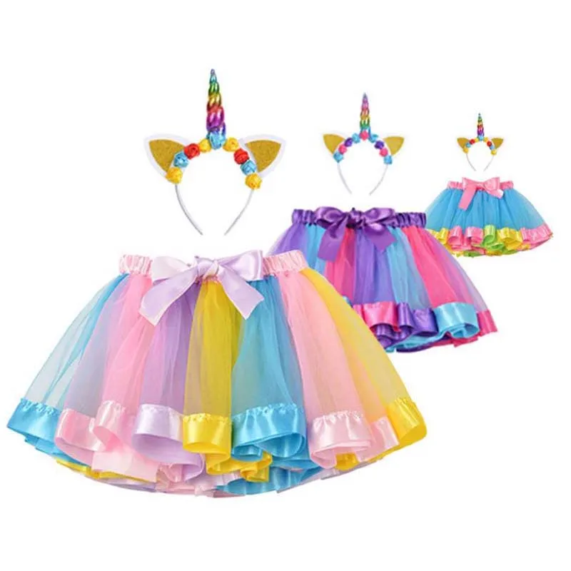 Летняя юбка с единорогами для маленьких девочек детские радужные юбки детская