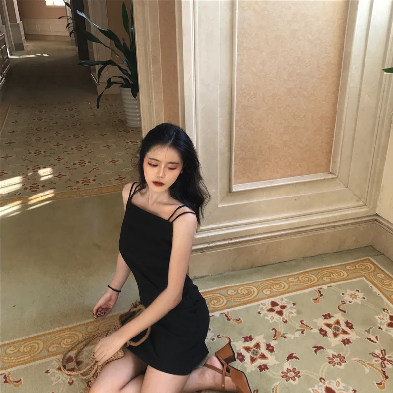 Girl Woman Sports Dress Tennis Dress Word Collar Fashion Versatile Sling Tee Dresses Slim Slimming Bag Hip Cheerleading Clothing