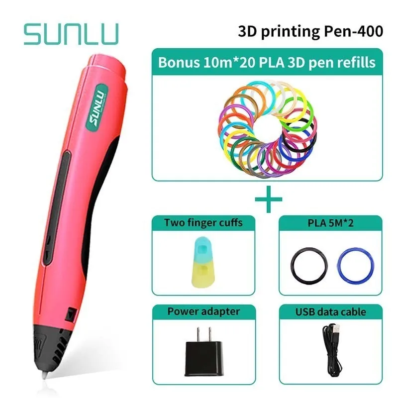 SL-400-10.20-Pink SL-400, комплект, 3D Ручка, детская ручка, 3D Ручка, набор, 3D печать, ручка с 1,75 мм PLA нити, исследуйте инструменты для создания - Цвет: SL-400-10.20-Pink