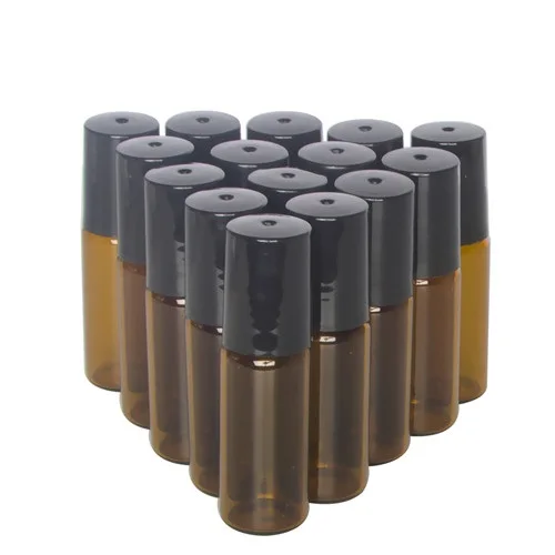 5/10ml Portable Amber Glass Roller Rollerball Essential Oil Bottles Mist Container Travel Refillable Bottle Transparent Brown