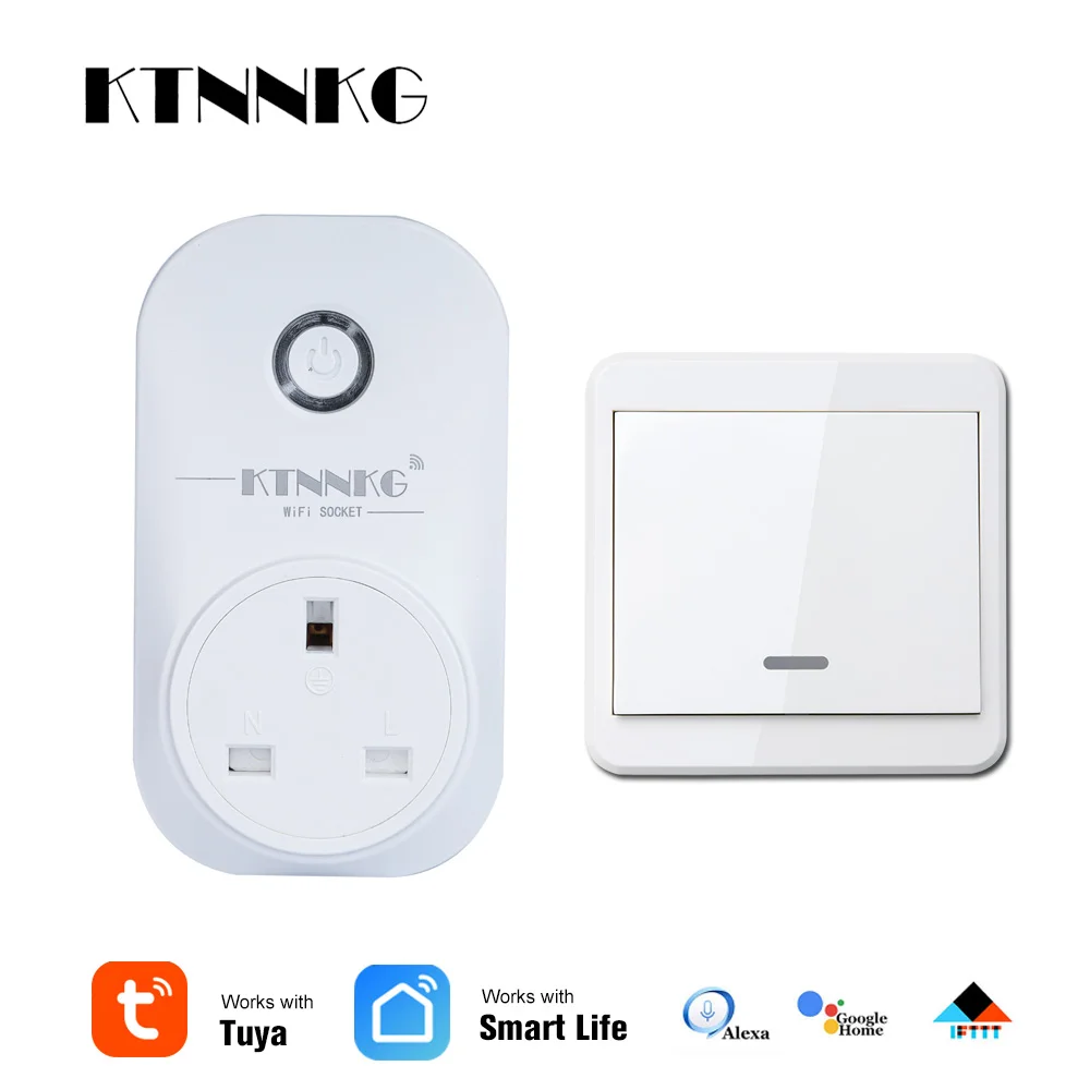 

90-250V UK tuya soket smart life APP and with 433Mhz remote control connection Poland Korea Plug Alexa Google Home Mini IFTTT