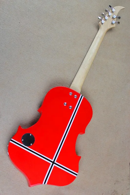 Transporte gratuito, guitarra Electrica roja, estilo de violina, servicio personalizado
