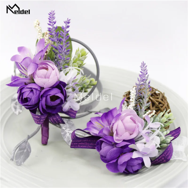 Meldel Свадебный корсаж и бутоньерка свадебная на запястье браслет мужской белый