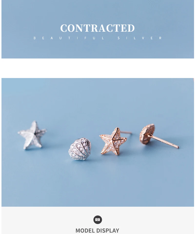 925 Sterling Silver Earrings Fashion Korean Small Cubic Zirconia Starfish For Women Girls Kids Mini Minimalist Jewelry Gift 2019 (2)