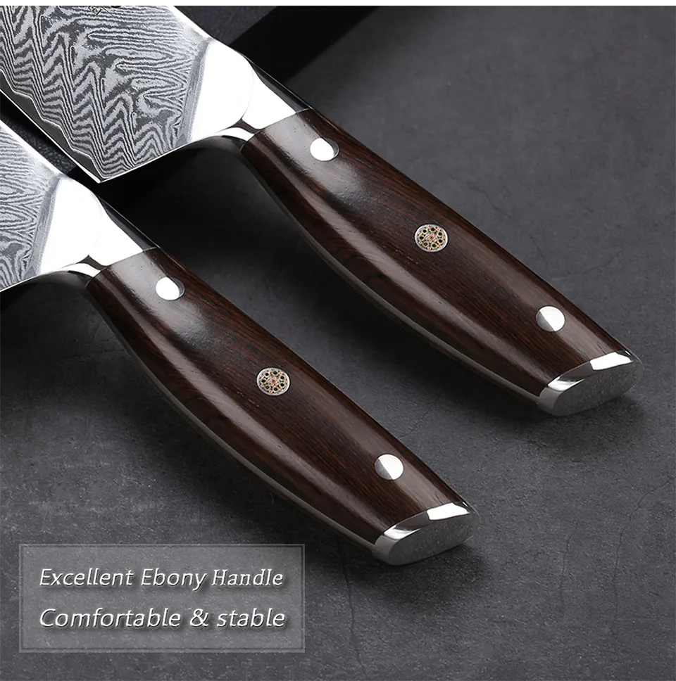 TURWHO 2 шт. высокое качество набор кухонных ножей Профессиональный японский дамасский стальной нож очень острый поварской нож инструмент для приготовления пищи