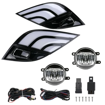 

DHBH-Car 3 Colue LED DRL Daytime Running Light Fog Light + LED Fog Lens Bezel Kit for Toyota Camry SE XSE 2018-2020