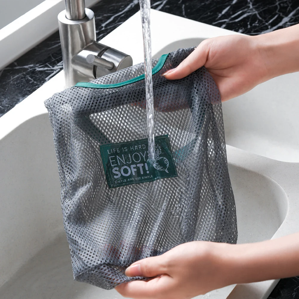 2PCS Kitchen Hanging Mesh Bag Vegetable Fruit Grocery Storage Bag Kitchen Sundries Storage Organizer Pouch