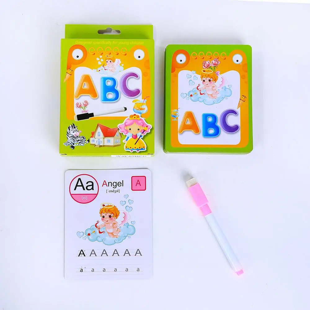 

1pc Kids Educational Toys Alphabet Number Learning Cards Flash Cards with Erasable Pen English Book Teaching Aids for Children