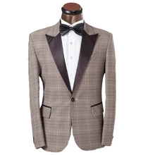 Новая мода Для мужчин, деловой костюм для Фитнес, на одной пуговице, костюм, пиджак в клетку, верхняя одежда в английском Стиль Бизнес куртка приталенное пальто для девочек