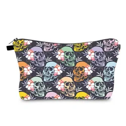 Makeup Bags Vintage  Floral Cosmetic Bag Skull Print Travel Storage Organizer for Cosmetics Vintage Cute Bag Travel Size