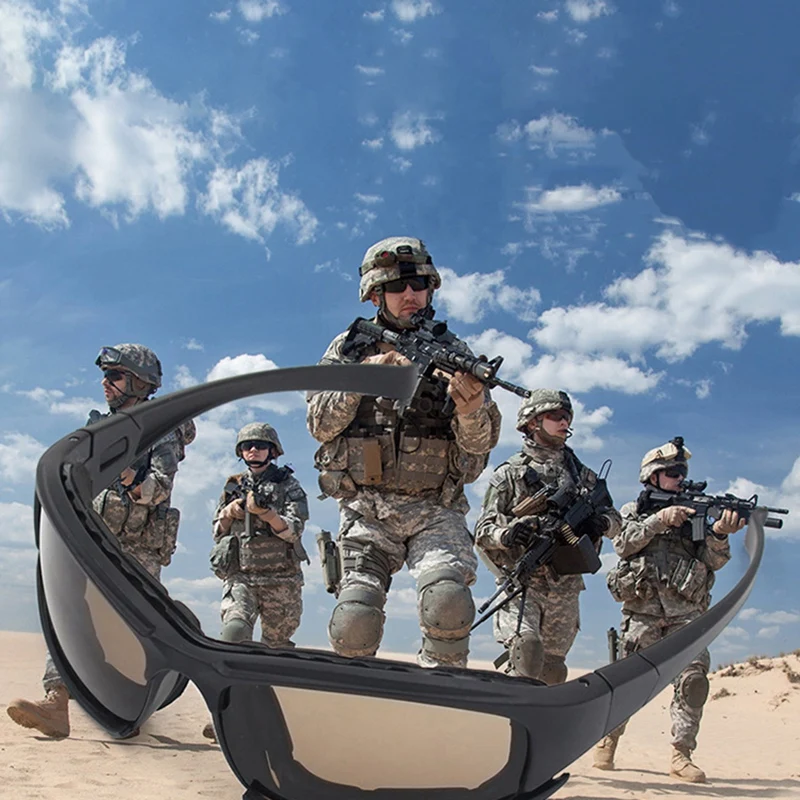 ABUO-Goggles, солнцезащитные очки, мужские, поляризационные, солнцезащитные очки, для мужчин, 4 линзы, набор, для военных игр, X7, очки, для спорта на открытом воздухе, охоты