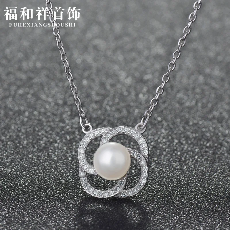 

Korean-style Pearl Simple Pendant 925 Sterling Necklace Zircon Women's Choker Popular Jewelry