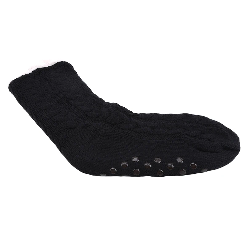 Winter Socks Heavy Household Floor Sock non-slip Slipper Hosiery Warm mid-tube Carpet Hosiery Women Clothing Accessories - Цвет: Black