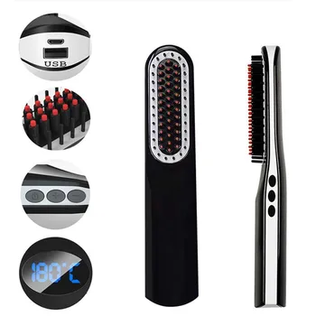 

Multifunctional Hair Straightener Comb Hair Straightening Clips Electric Straightener Styler Comb LCD Wireless Men and women