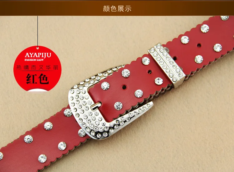 GenuineLeather Женская Западная пастушка Талия диаманты металлическая пряжка на ремень Пояс Новые горячие ремни для женщин Роскошные Дизайнерские брендовые