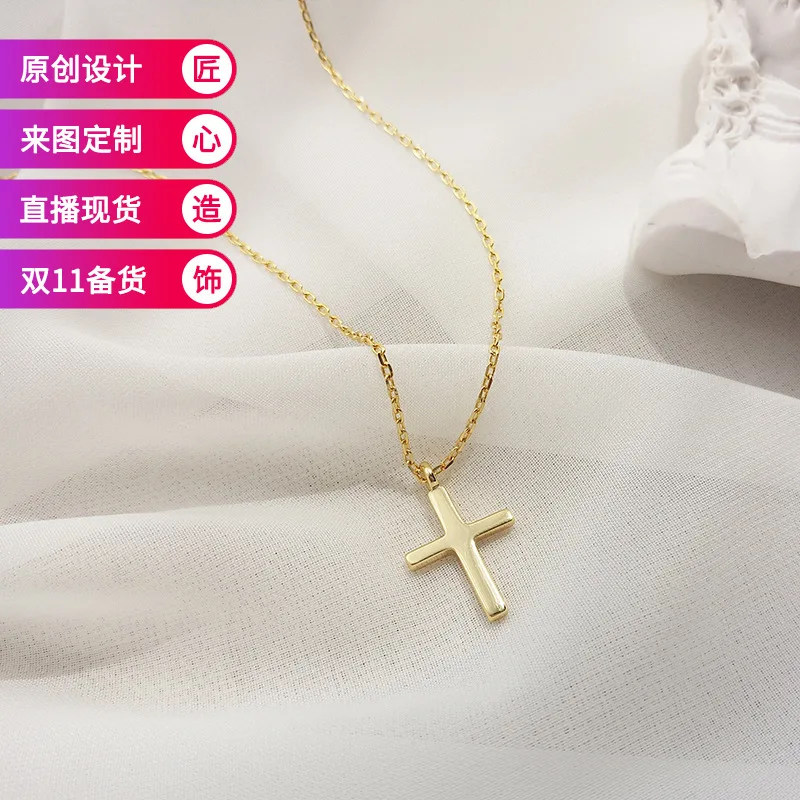 

Ingenuity 925 Sterling Women's Necklace Europe And America INS Ventilation Network Red Accessories Fine Silver Cross Pendant Nec