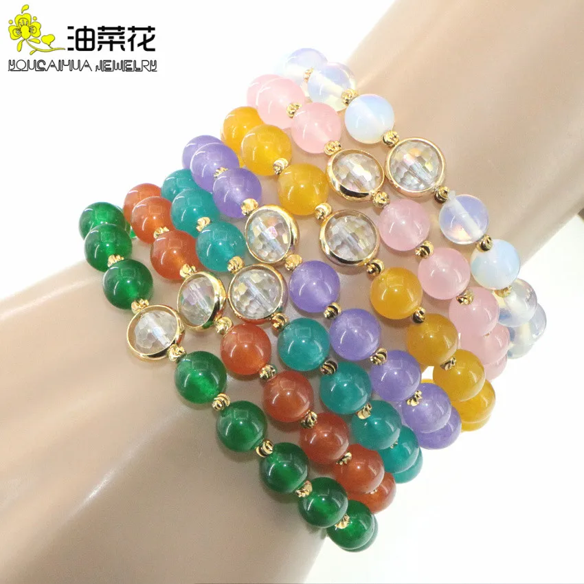 Новый продукт Модный изысканный браслет из натурального камня амазоны пудра