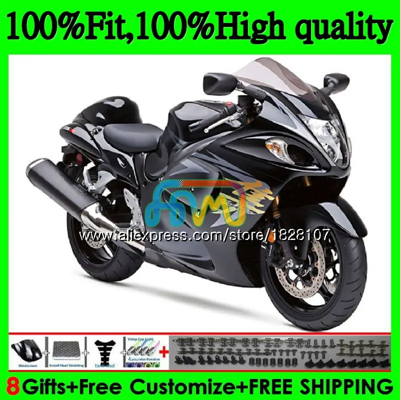 Инъекции для SUZUKI черный Hayabusa GSXR1300 08 09, 10, 11, 12, 56BS. 51 GSX-R1300 GSXR 1300 2008 2009 2010 2011 2012 обтекатель