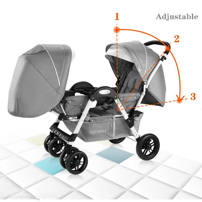 Двойная детская коляска складная двойная для близнецов может сидеть лежа