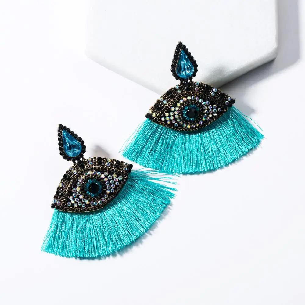tassel sky blue Висячие серьги ручной работы с кристаллами, птицами, кисточками, женские свадебные вечерние серьги-апельсины, Винтажные Ювелирные Изделия - Окраска металла: tassel sky blue