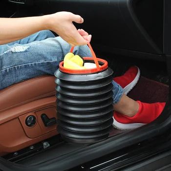 

car Multifunction trash bin garbage can car wash telescopic bucket folding trash organizer garbage holder Universal Black