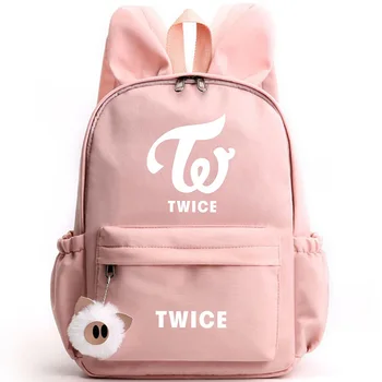 

Fashion Korean Kpop Twice Travel Backpack Canvas School Bag Harajuku Girls Rabbit Ear Zipper Cute Backpack Sac A Dos Zipper
