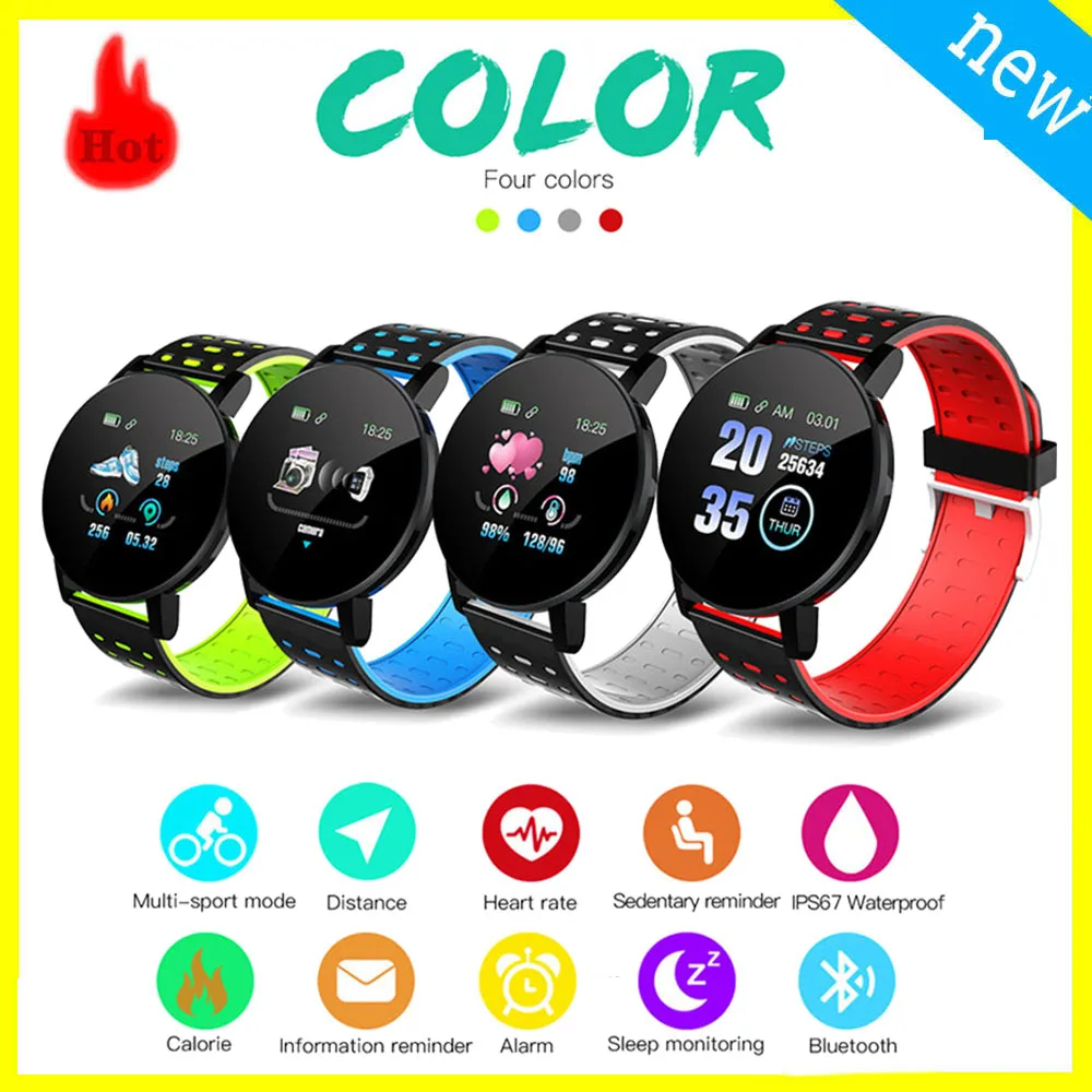 119 Plus Pro Смарт часы браслет кровяное давление фитнес трекер для измерения