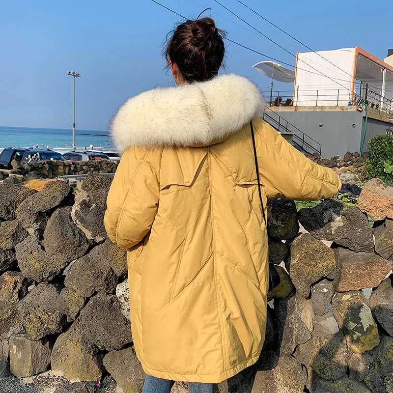 

2019 Winter New Style down Jacket Women's Mid-length Korean-style Large Fur Collar Loose-Fit INS Online Celebrity Cotton Coat