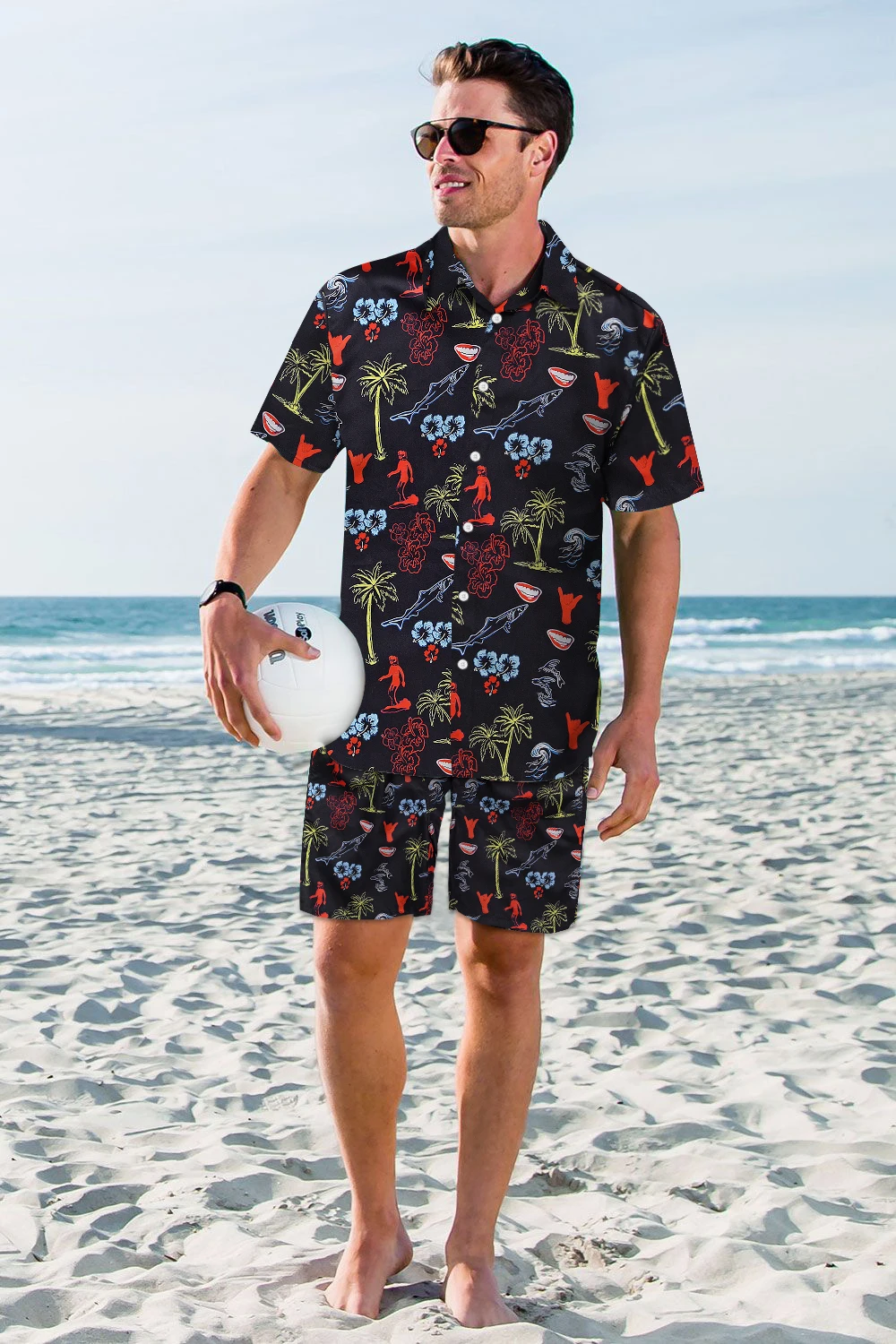 

Men Street Shirt and Shorts Summer beach Bohemia Style Printed Outfit Two Piece Set africa homme Beach Men's Sets 2020