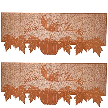 

Thanksgiving Decoration Fireplace Cloth Decoration Pumpkin Maple Leaf Lace Cloth Thanksgiving Decoration 2 Pack