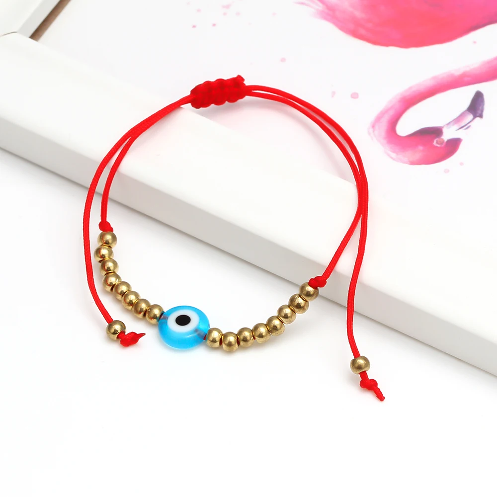 Wish Card Lucky Blue Evil Eye браслеты для женщин и мужчин регулируемый ручной работы красная веревка медный бисерный тканый браслет ювелирные изделия EY6478