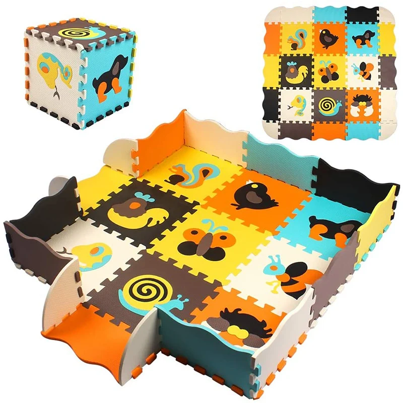 

Children's puzzle mat 25 pieces with animals puzzle including edge foam floor puzzle play mat foam mat childrens carpet