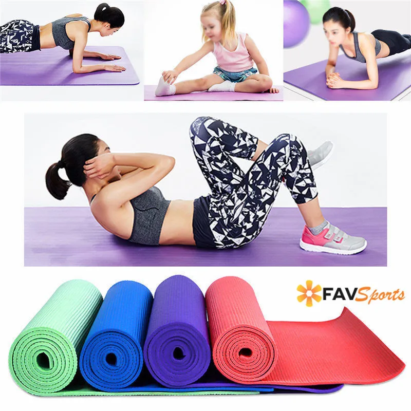 High Quality PVC Yoga Exercise Fitness Gym Mat Pilates Camping Non Slip Bag 6mm 