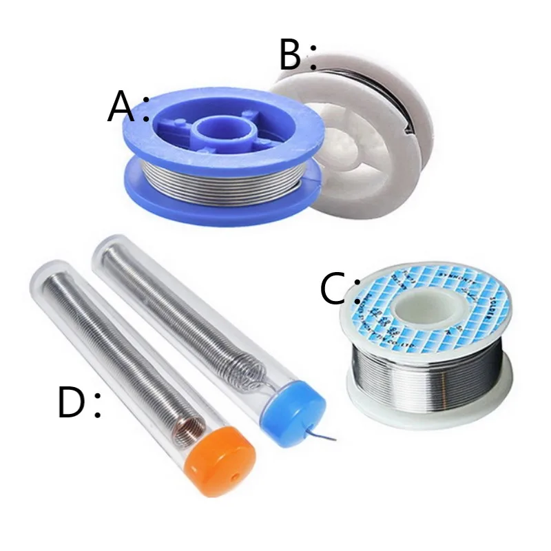 Rollo de alambre de estaño para soldar, núcleo de colofonia de plomo de 0,8mm, 1,0mm, 50g, 100g, flujo sin limpieza, 2.0%