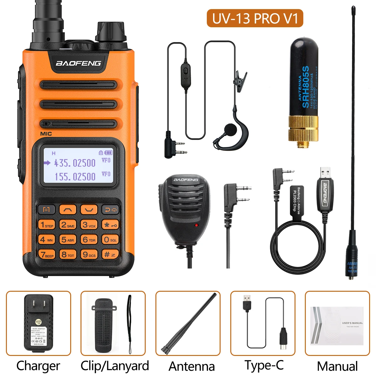 best buy walkie talkie Baofeng UV 13pro 10W 8800mAh Powerful Walkie Talkie with USB Charger Long Range Ham Two Way Radio UV13 PRO Upgrade UV-5R UV-10R long distance walkie talkie Walkie Talkie