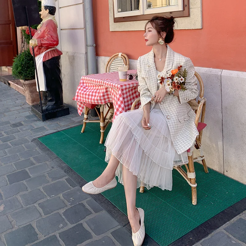 

Photo Shoot Small Suit Coat Women's Spring And Autumn New Style Korean-style England Casual Retro Plaid Fashion Graceful Tops