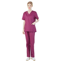 Pet Grooming Institution Scrub Set High Quality Spa Uniforms Unisex V-Neck Work Clothes Medical Suits Clothing Scrubs Top Pants