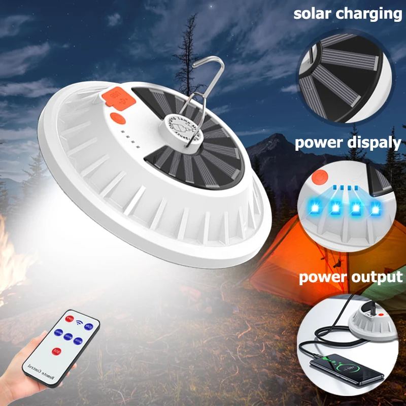 Portable Light Camping Lantern With Remote Control Tent Emergency Rechargeable LED Lamp Mobile Power Bank Solar | Лампы и освещение