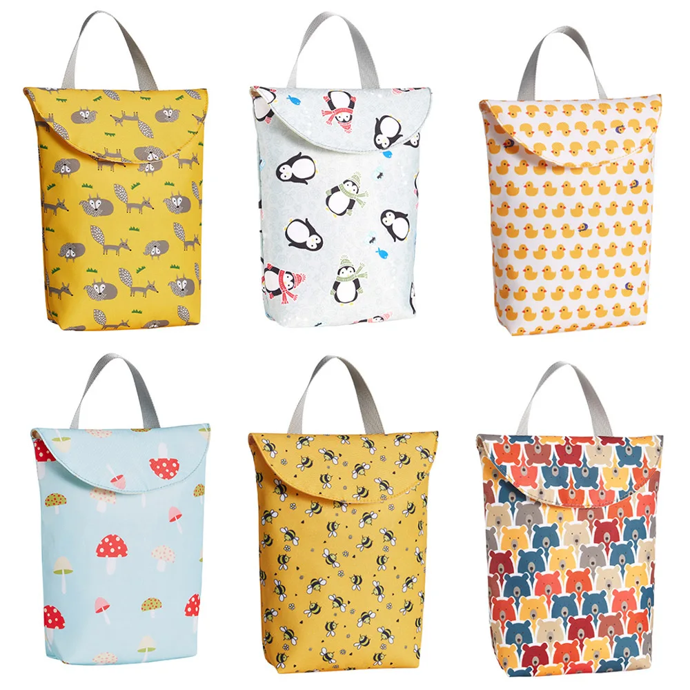 

Multifunctional Baby Diaper Caddy Organizer Reusable Waterproof Prints Wet/Dry Bag Mummy Storage Bag Travel Nappy Bag