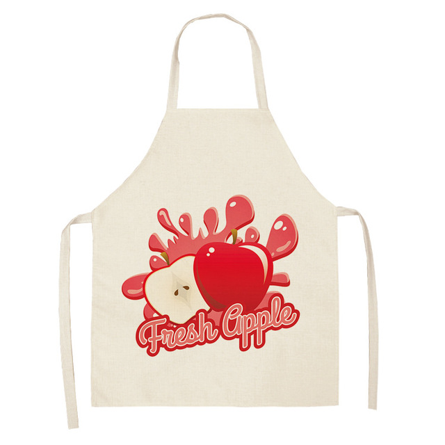 Fruit Pattern Linen Hand Wipe Sleeveless Waist Apron Home Decor Kitchen Baking Cleaning Tool Anti-stain Dining Workwear