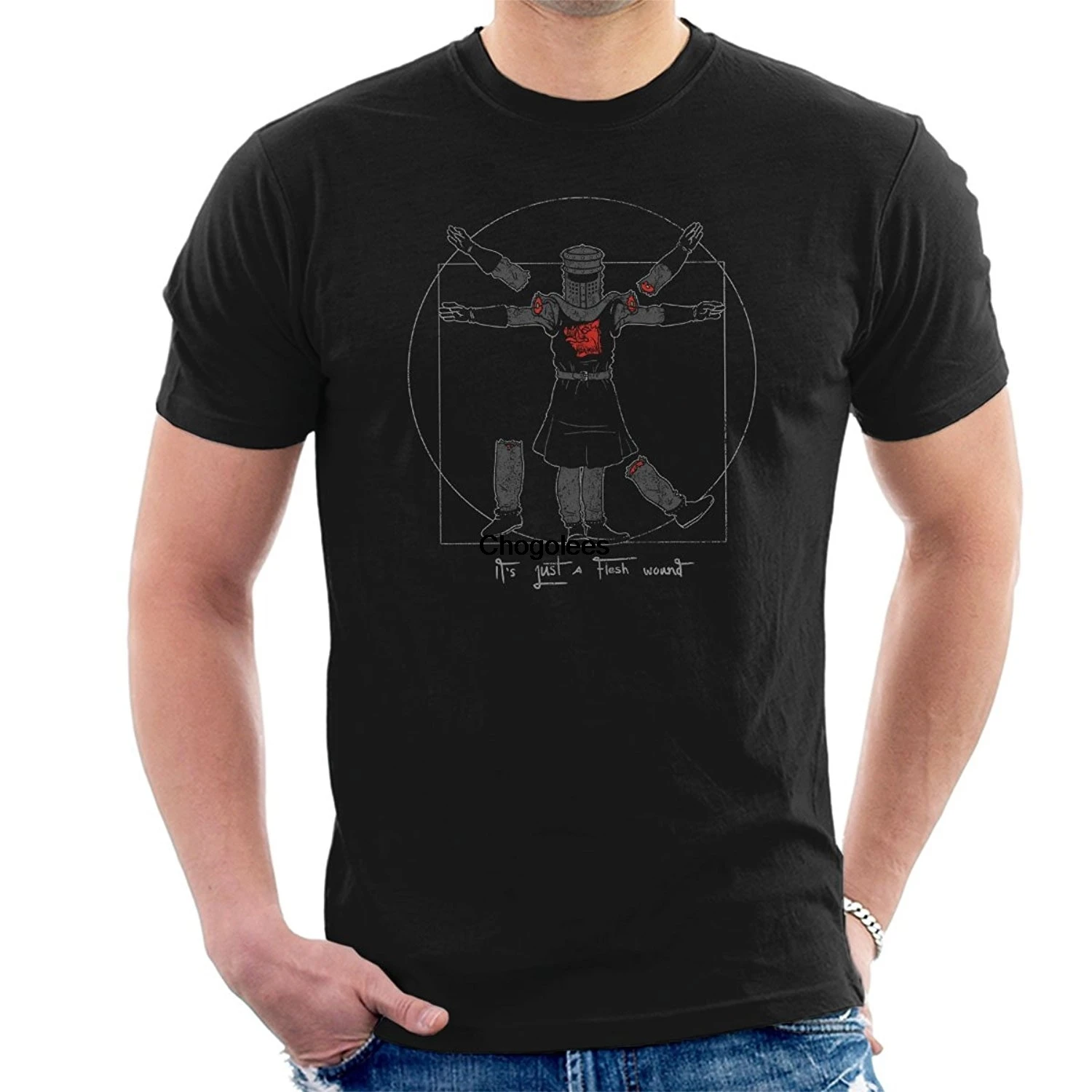 Мужская модная футболка Monty Python Black Knight Vitruvian |