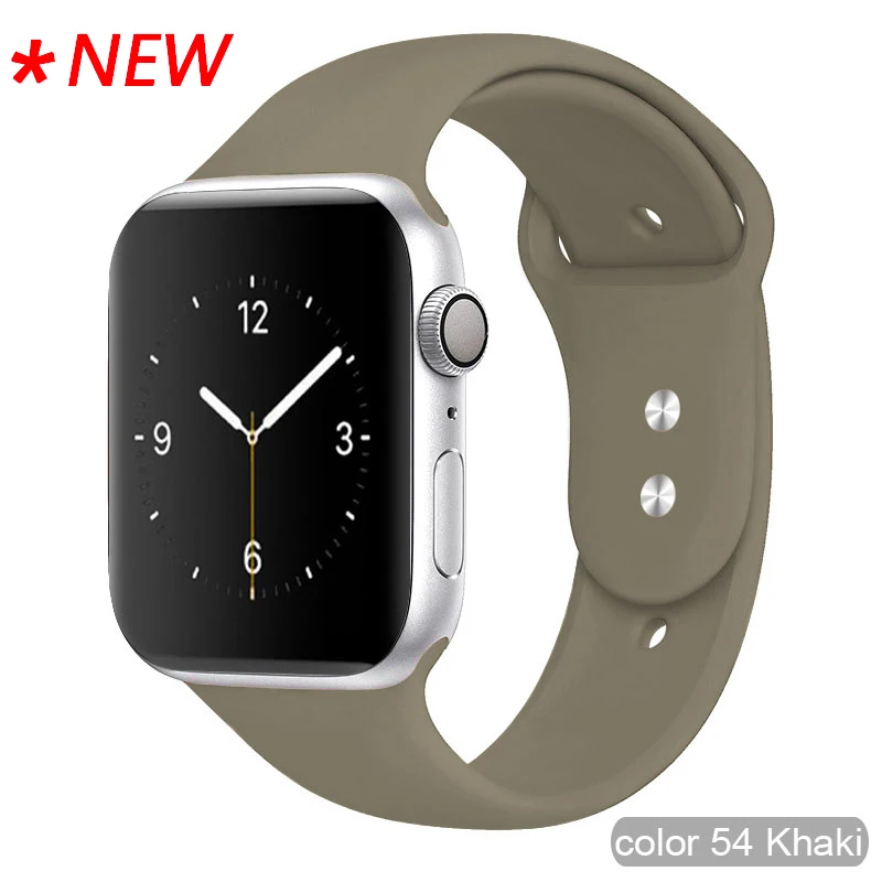 Цветной мягкий силиконовый спортивный ремешок для Apple Watch серии 1 2 3 4 5 38 мм 42 мм резиновый ремешок для часов 40 мм 44 мм iWatch 4/5 - Цвет ремешка: 54 Khaki