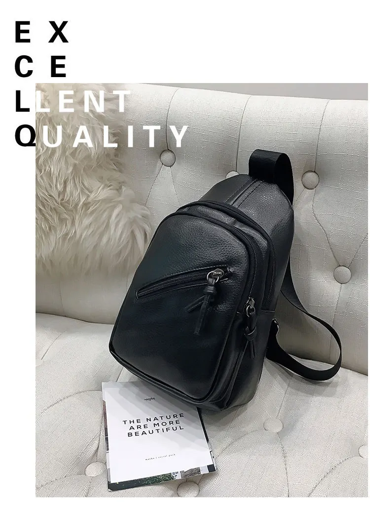Special Offer New Style Korean-style Casual Travel PU Leather Shoulder Cross-body Backpack Fashion Men Shoulder Chest Pack
