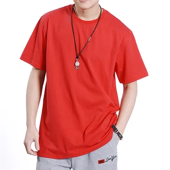 

tops red Free shipping plus size fat guys summer solid hiphop t shirt o-neck collar cotton short-sleeve T-shirt M-6xl