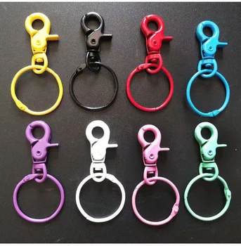 

100pcs/Lot Colorized DOG CLIPS Candy Color Hooks Swivel Hook Keyring Keychains Key Ring